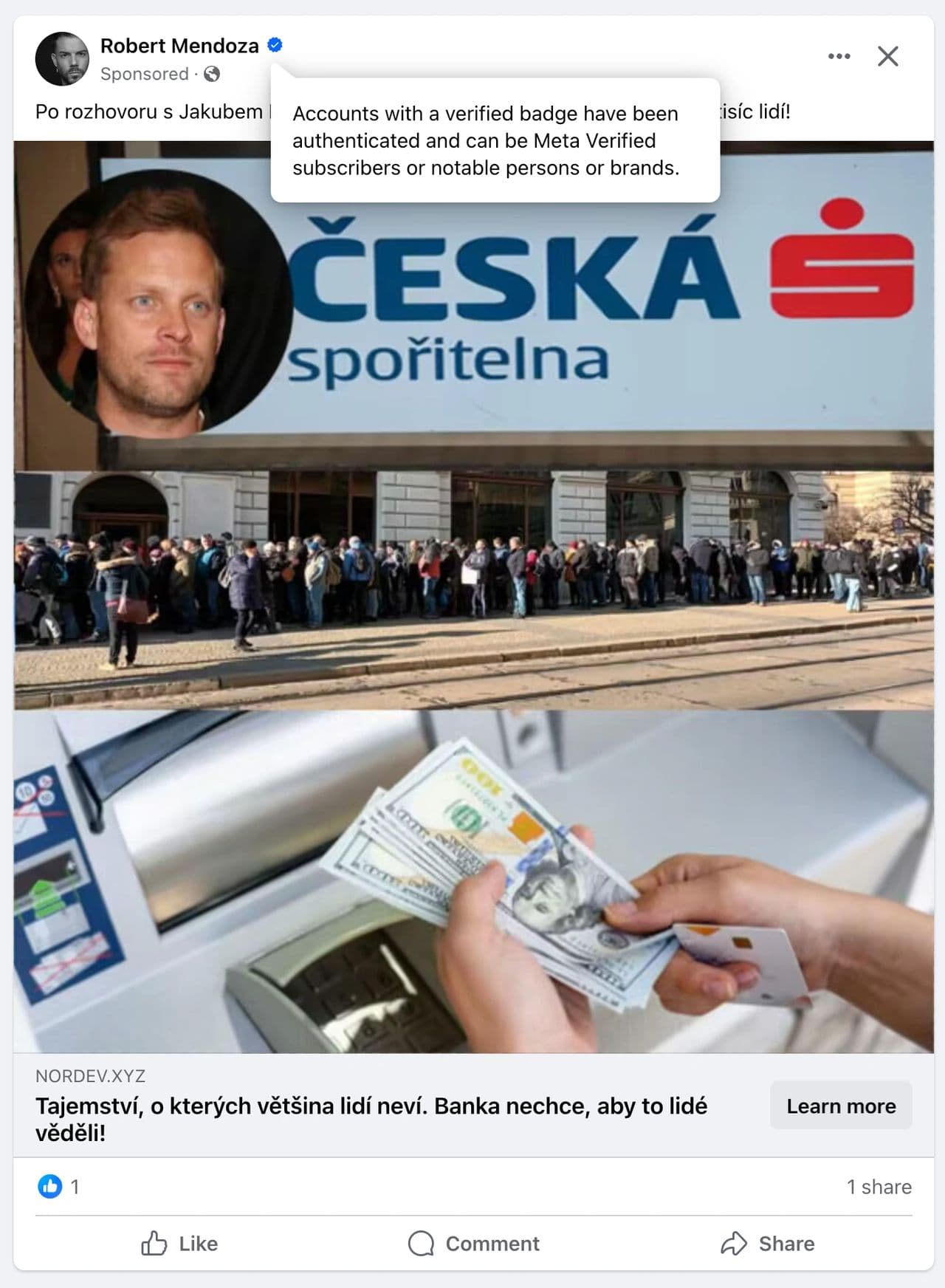 Příklad podvodné reklamy