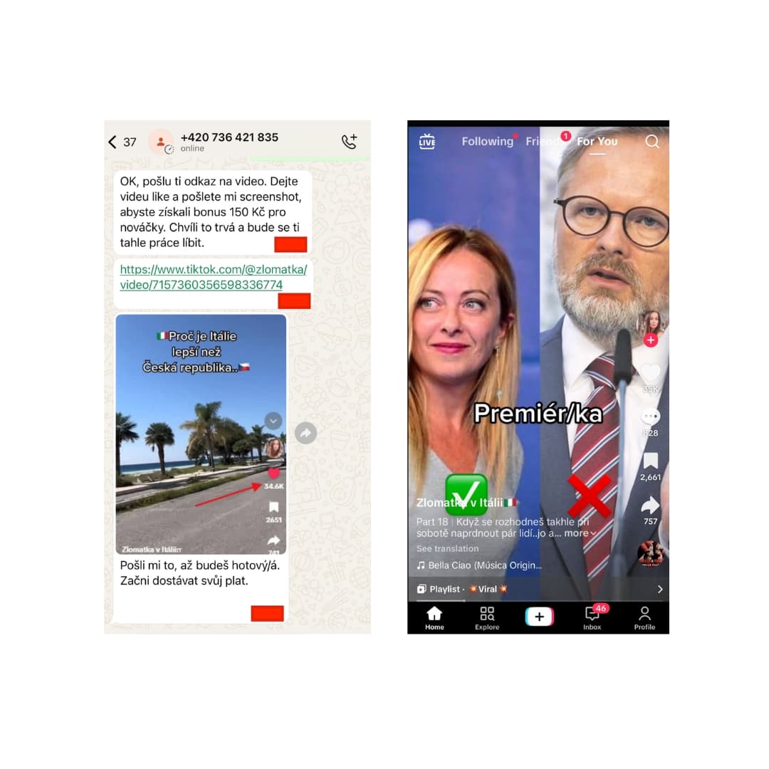 První úkol - olajkovat vybraný příspěvěk českého influencera. Tato aktivita však nemusela probíhat s vědomím nebo souhlasem daného influencera nebo influencerky.